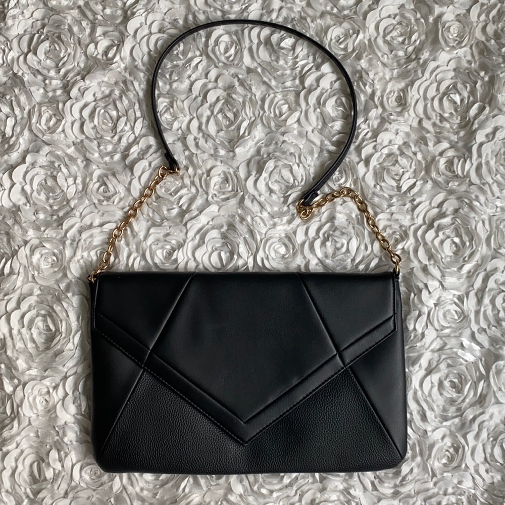 Black envelope style vegan leather purse